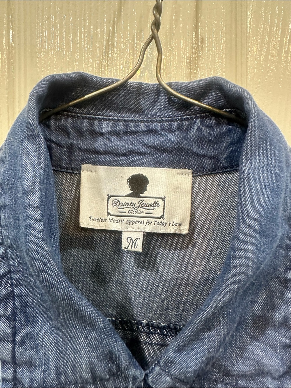 Dainty Jewells Medium Blue Button-Front Denim Shirt Dress - Picture 2 of 4